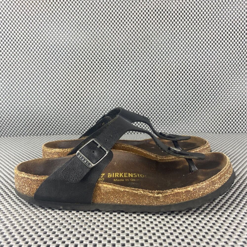 Birkenstock Gizeh Sandals Adult Size 37 L8 M4 Black Thong Made in Germany